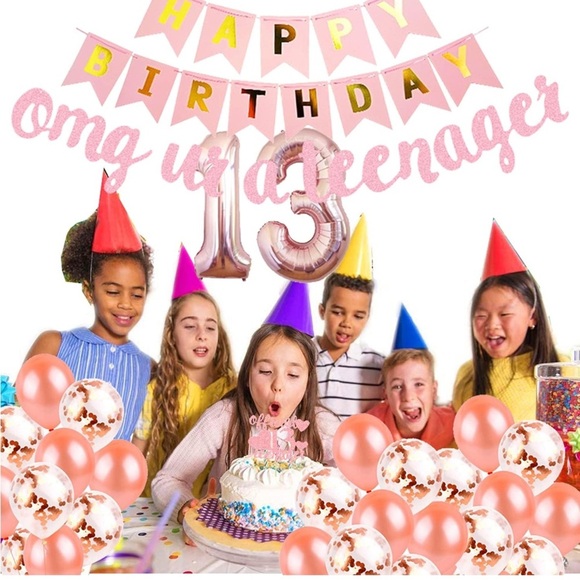 Teen Birthday Party Decoration Set - Pink and Gold - Picture 5 of 6